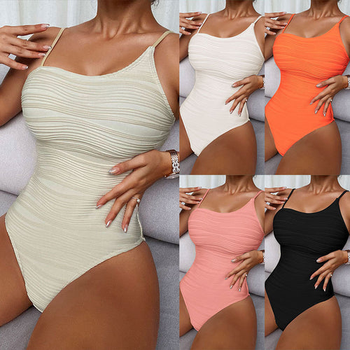 Damen Badeanzug mit eleganter Rippstruktur und asymmetrischem Träger Echo Archiv
