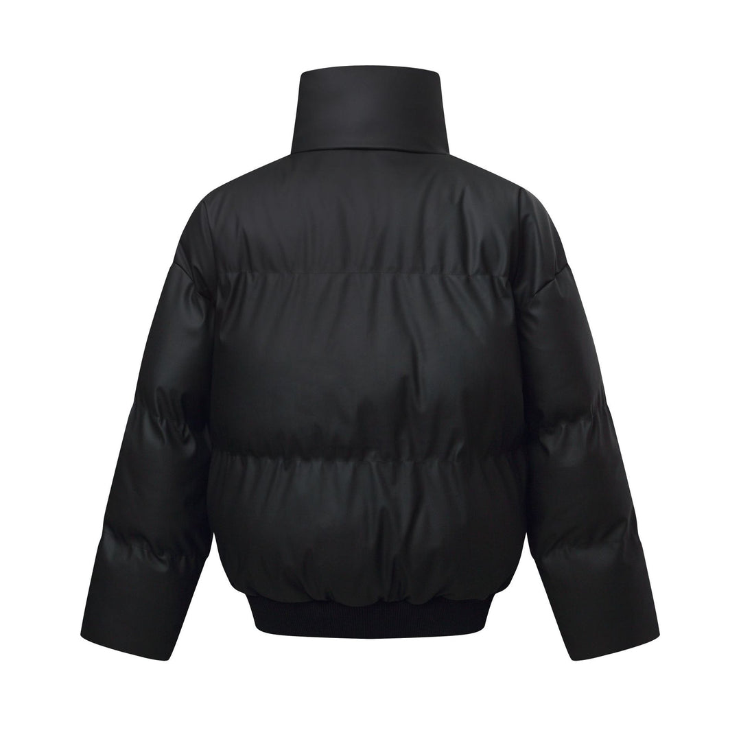 Damen Kurz geschnittener Stepp-Winterparka mit hohem Stehkragen und geripptem Saum Echoarchiv