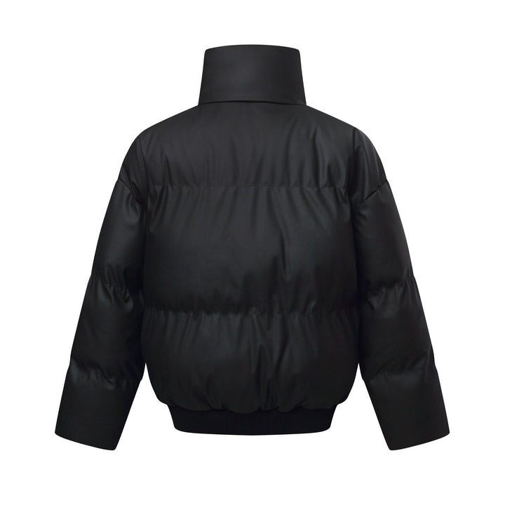 Damen Kurz geschnittener Stepp-Winterparka mit hohem Stehkragen und geripptem Saum Echoarchiv