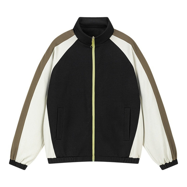 Herren Mehrfarbige Trackjacke mit Stehkragen, Raglanärmeln und durchgehendem Reißverschluss Echoarchiv