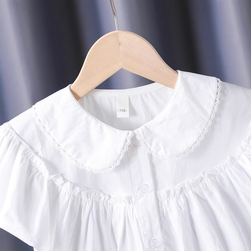 Mädchen Bluse mit eleganten Rüschenärmeln und klassischem Kragen Echo Archiv