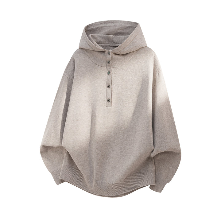 Unisex Oversize Kapuzenpullover mit Knopfleiste und weitem Funnelkragen Echo Archiv