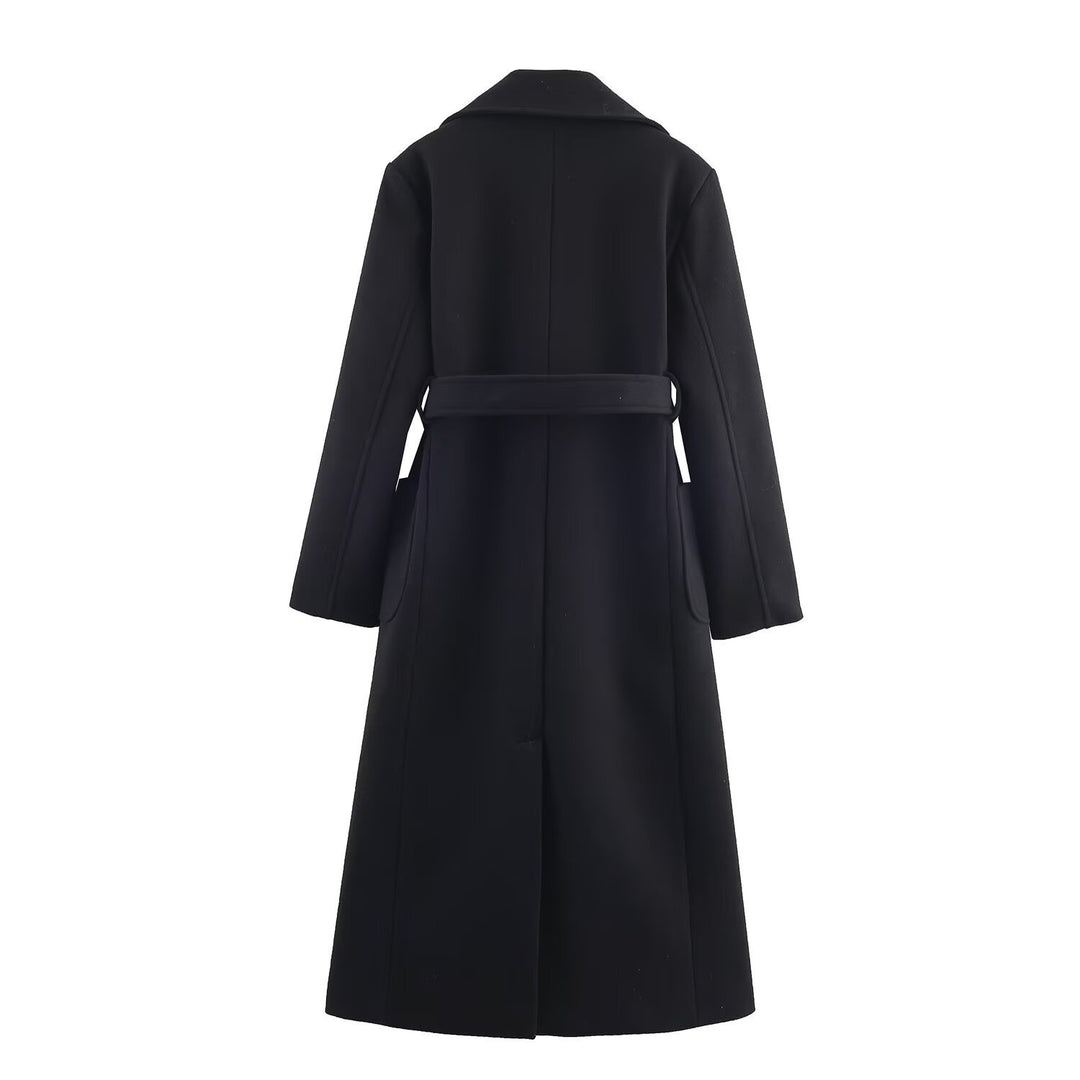 Damen Longline-Mantel mit breitem Revers und Bindegürtel Echo Archiv