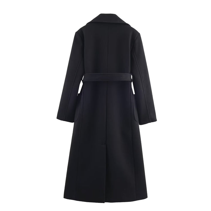 Damen Longline-Mantel mit breitem Revers und Bindegürtel Echo Archiv