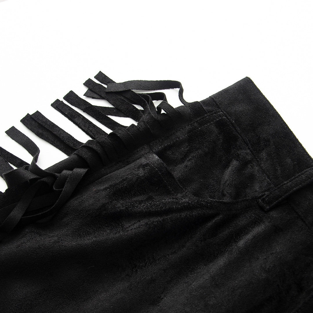 Damen Weite Highwaist-Hose mit seitlichen Fransen und weitem Bein Echo Archiv