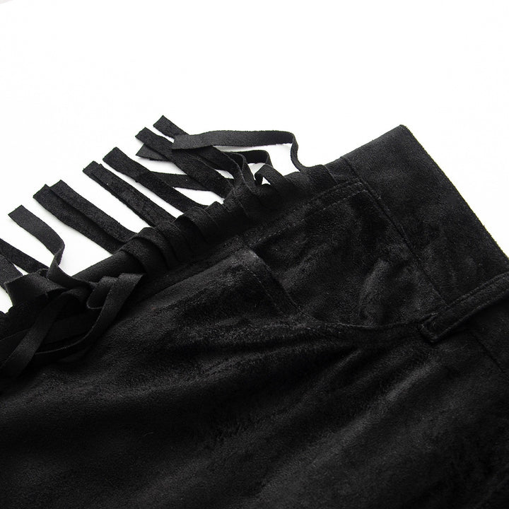 Damen Weite Highwaist-Hose mit seitlichen Fransen und weitem Bein Echo Archiv