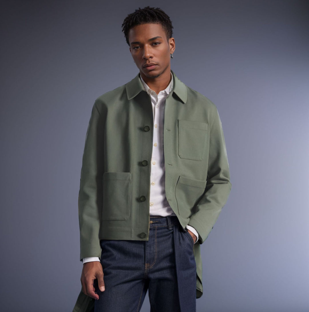Herren modische Jacke mit aufgesetzten Taschen und hochwertigem Material Echoarchiv