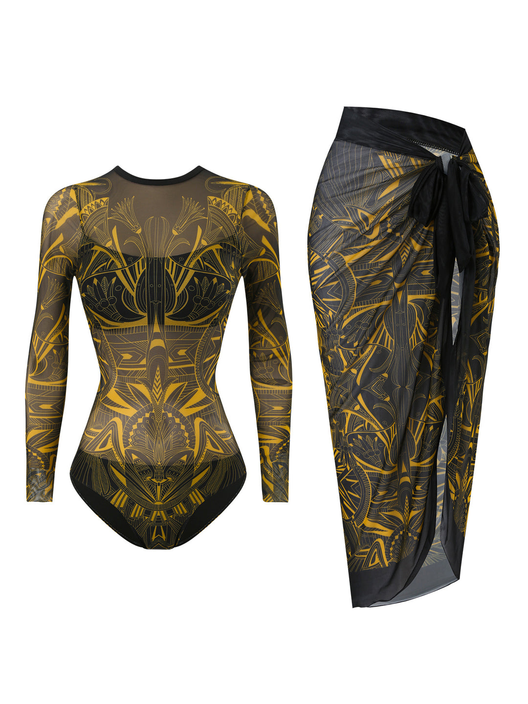 Damen Badeanzug mit elegantem transparentem Wickelrock Echo Archiv
