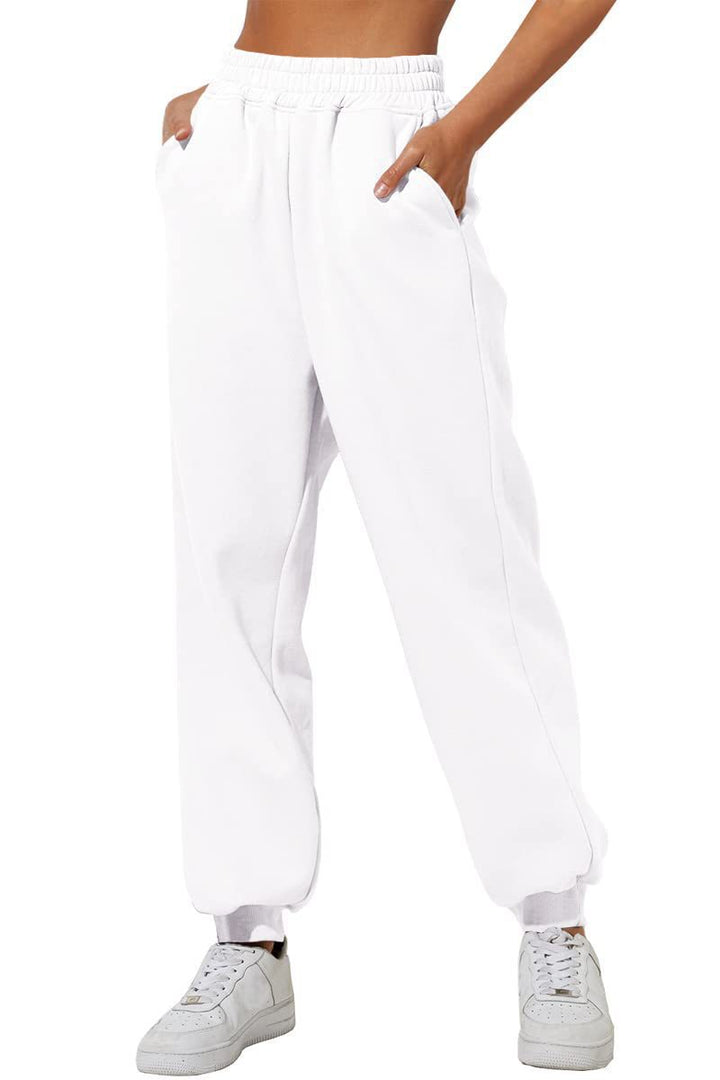 Damen nan lockere High‑Waist Jogginghose mit doppellagigem Komfortbund, seitlichen Eingrifftaschen und gerafften Knöchelbündchen Echo Archiv