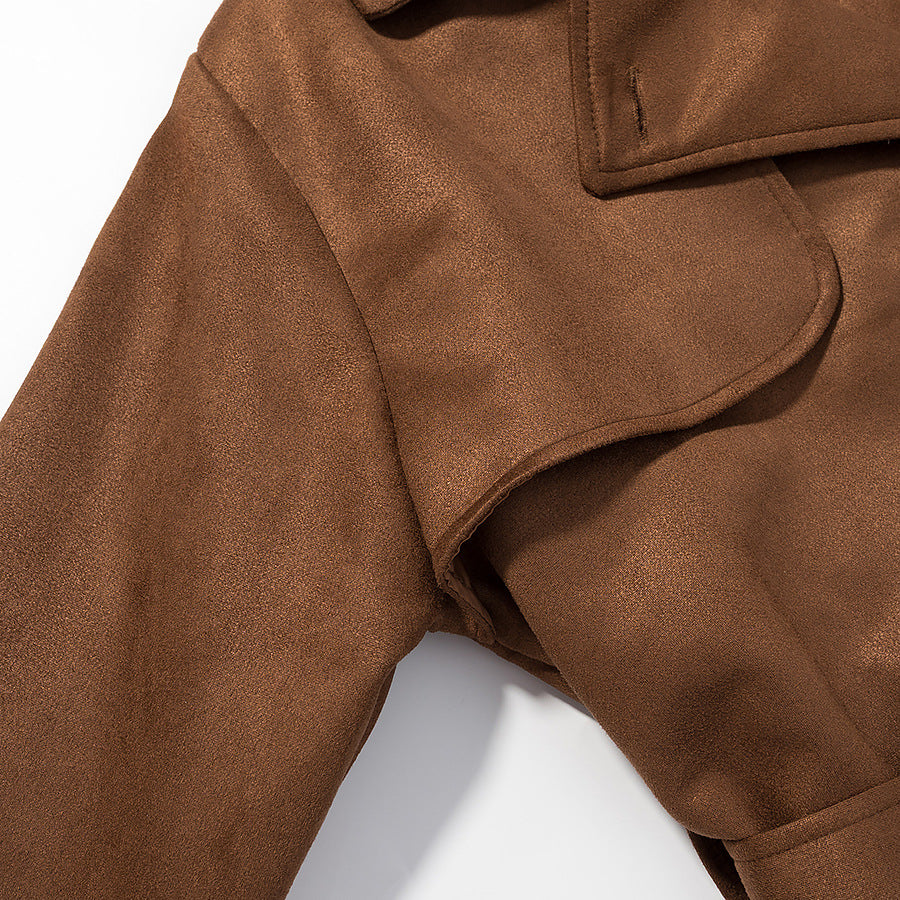 Damen Langer Doppelreihiger Mantel im Trenchcoat‑Stil mit Taillengürtel und Ärmelriegel Echo Archiv