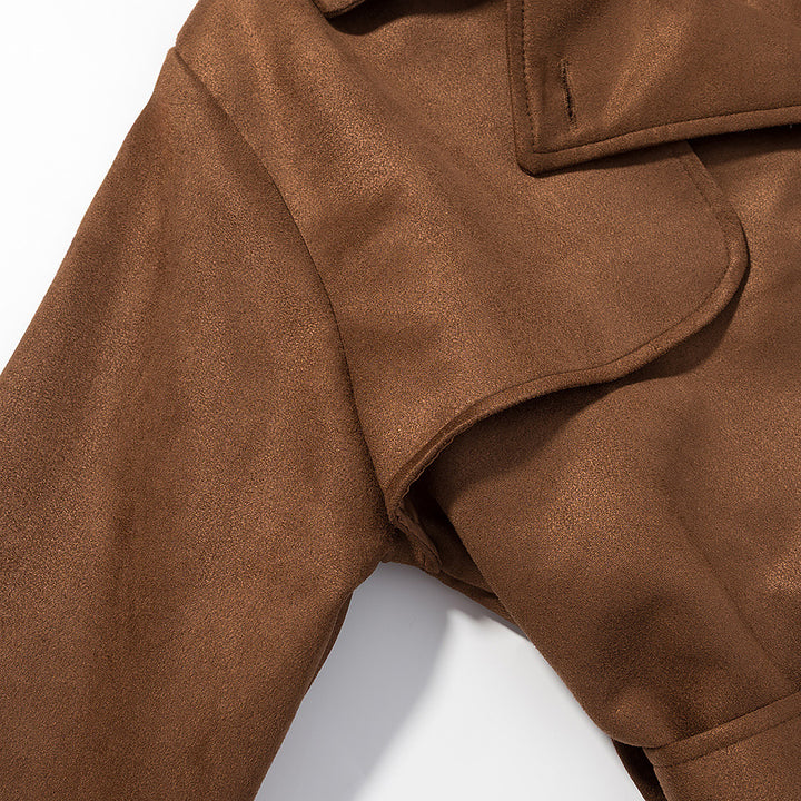 Damen Langer Doppelreihiger Mantel im Trenchcoat‑Stil mit Taillengürtel und Ärmelriegel Echo Archiv