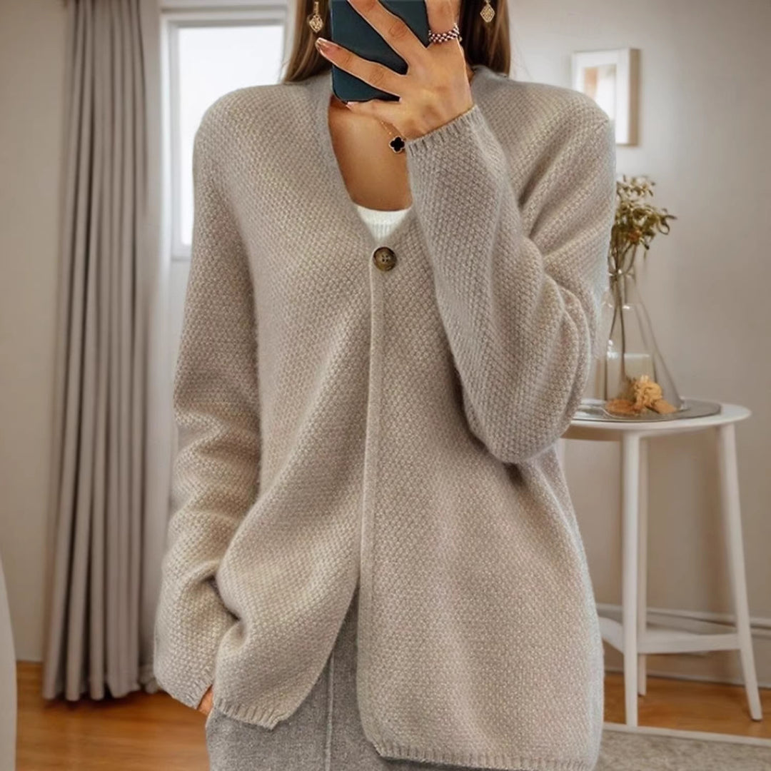 Damen nan strukturierter Strickcardigan mit V-Ausschnitt und verdeckter Knopfleiste Echo Archiv