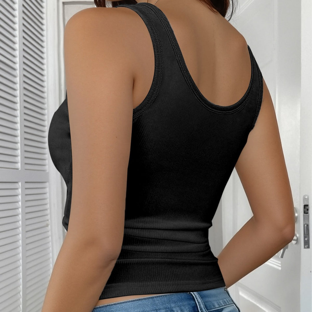 Damen Bequemes V-Ausschnitt Tanktop mit Rippstruktur Echo Archiv