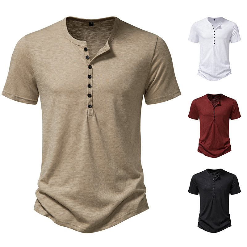 Herren Kurzarm Henley-Shirt mit dekorativer Knopfleiste Echoarchiv