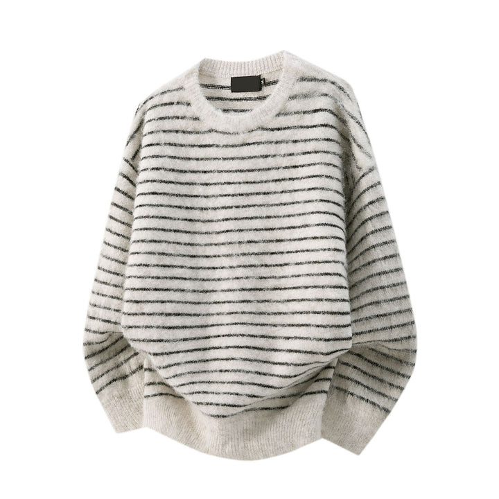 Damen Lässiger Strickpullover mit Streifen Echoarchiv