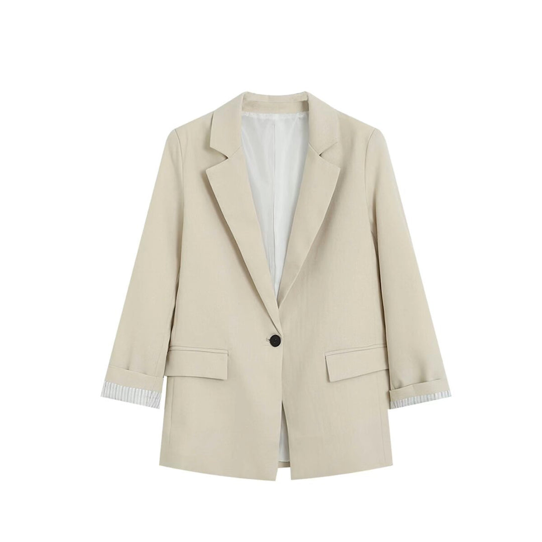 Damen Longline Ein-Knopf-Blazer mit Umschlagärmeln und Pattentaschen Echo Archiv