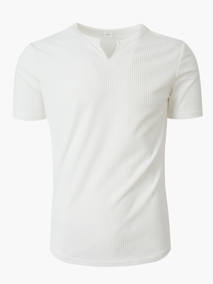 Herren Kurzarm-Henley-T-Shirt mit strukturiertem Design Echoarchiv