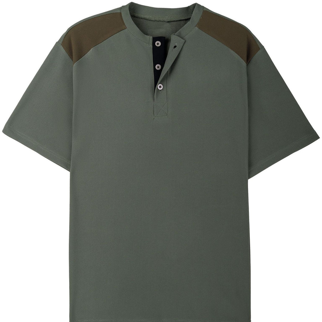 Herren Funktionsshirt mit modernem Henley-Ausschnitt und Mesh-Einsätzen Echoarchiv