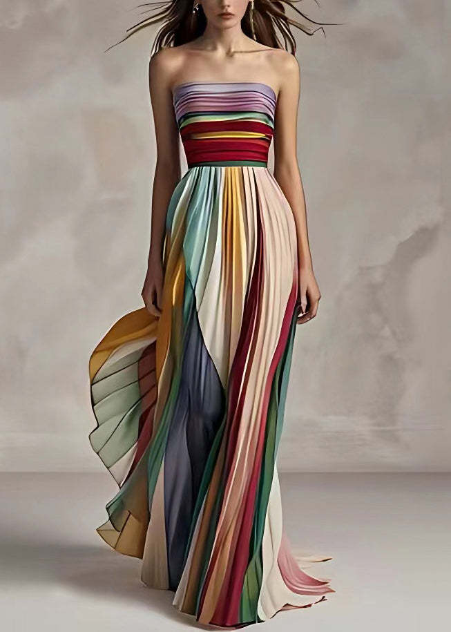 Damen Maxikleid mit Schwingenden Falten und Elegantem Bandeau-Ausschnitt – Valéora