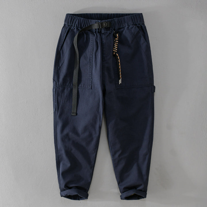 Herren Tapered-Cargohose im Utility-Stil mit gekrempeltem Saum und elastischem Bund Echoarchiv