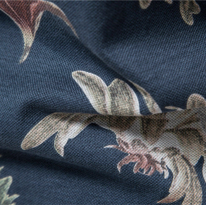 Herren Polohemd mit floralem Design und klassischem Kragen Echoarchiv