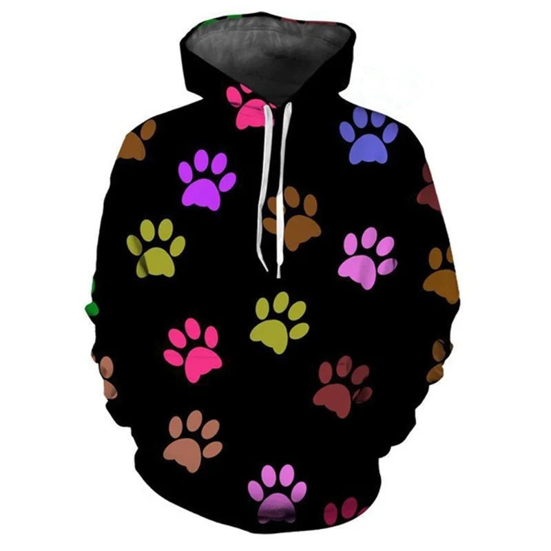 Damen Lustiger Kapuzenpullover mit Pfotenmotiv Echoarchiv