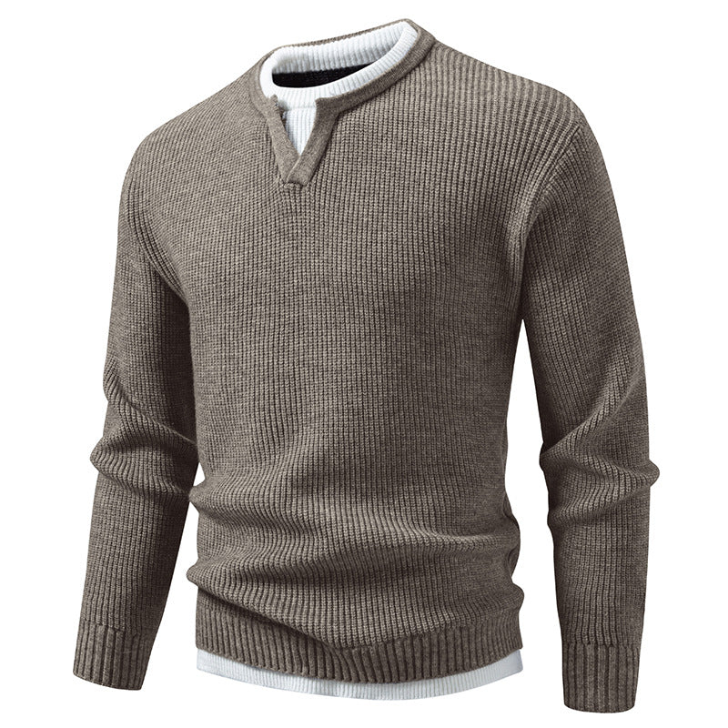 Herren Gerippter Strickpullover mit V-Notch und Lagenlook Echo Archiv