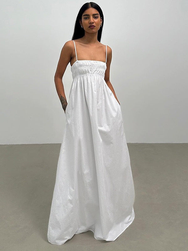 Damen Maxi-Kleid mit gerafftem Oberteil und seitlichen Taschen Echo Archiv