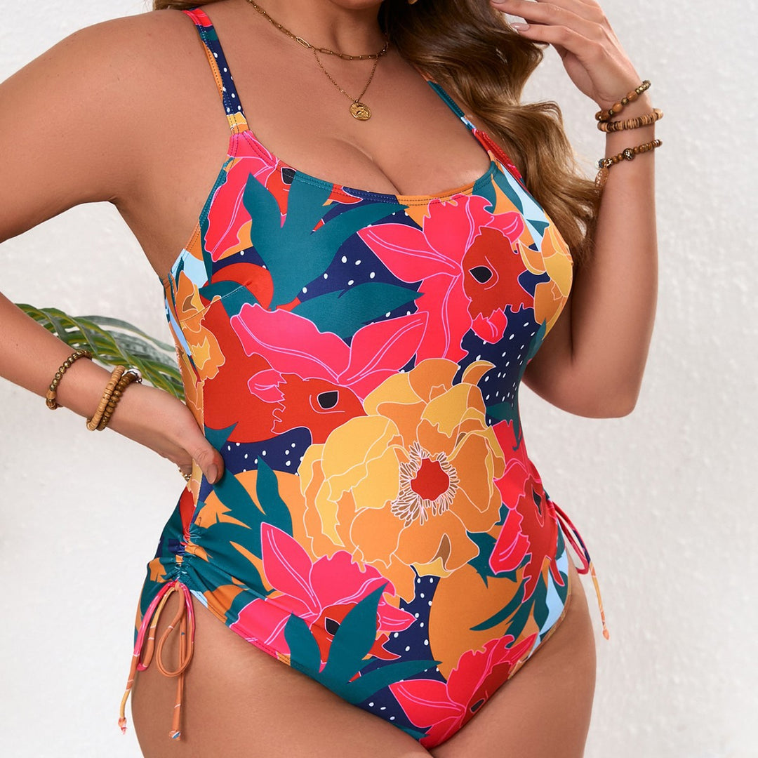 Damen Badeanzug mit floralem Design und regulierbaren Seiten Echo Archiv