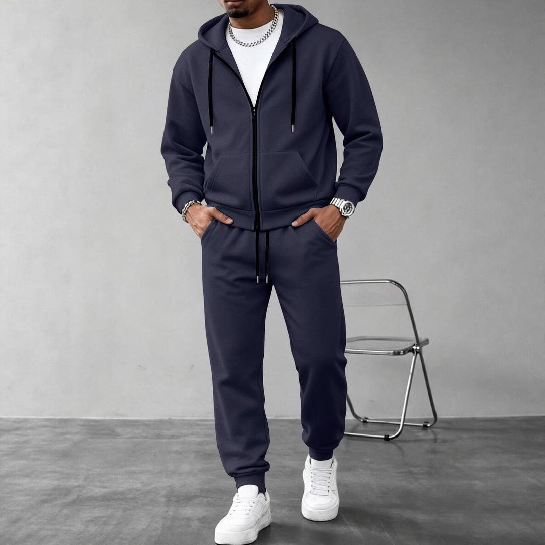 Herren zweiteiliges Jogginganzug-Set mit durchgehendem Reißverschluss Kapuzenjacke und taillierter Jogginghose – Marzano