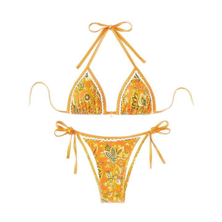 Damen Triangel-Bikini-Set mit verstellbaren Bindebändern und floralem Design Echo Archiv