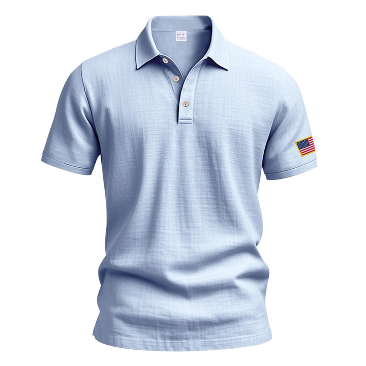 Herren Poloshirt mit modischem USA-Flaggenmotiv und strukturiertem Design Echoarchiv