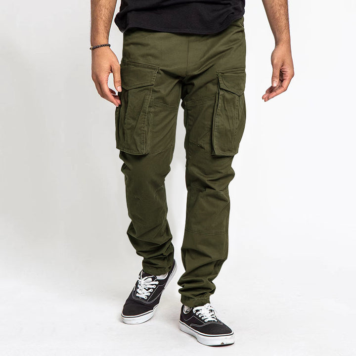Herren Cargo-Hose mit Mehrfach-Taschen, tapered Passform & Kordelabschluss – Bravaro