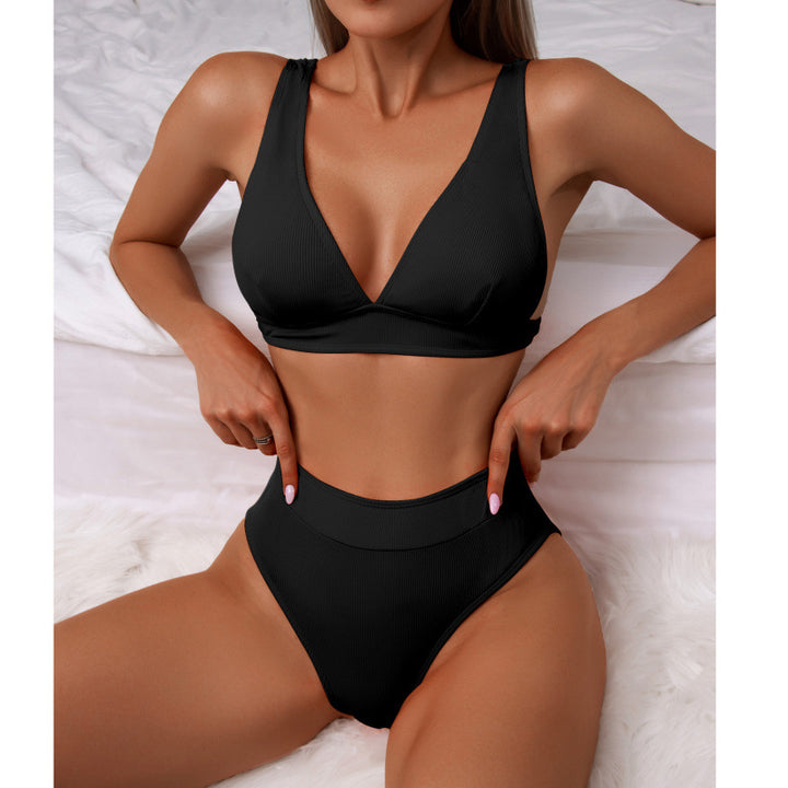 Damen Hoch geschnittener Bikini mit atmungsaktivem Oberteil und elastischem Bund Echo Archiv