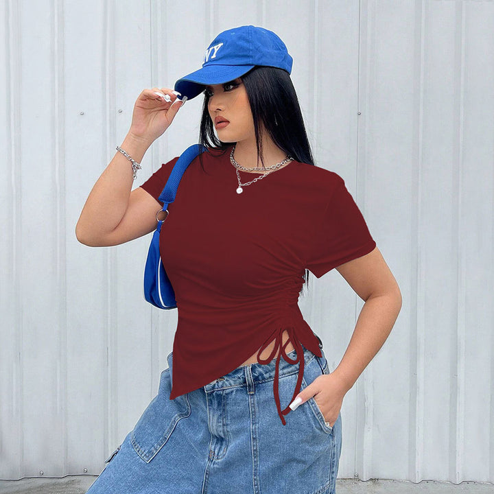 Damen T-Shirt mit seitlichen Riemen und asymmetrischem Schnitt Echo Archiv
