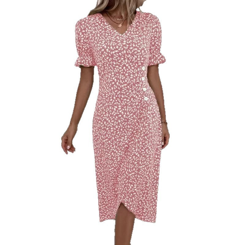 Damen Midikleid mit floralen Mustern und schmeichelndem V-Ausschnitt Echo Archiv