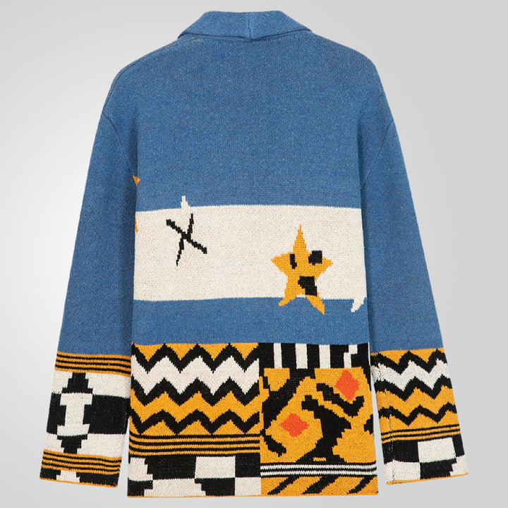 Herren Strickjacke mit einzigartigen Mustern und großer Kapuze Echoarchiv
