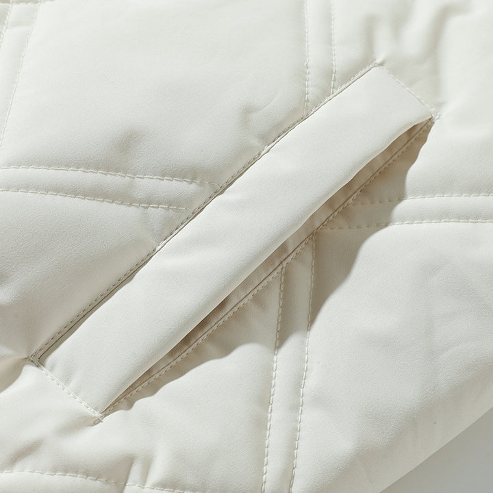 Herren gesteppte College Varsity Jacke mit Diamantsteppung, Druckknopfverschluss und gerippten Bündchen – Taviero