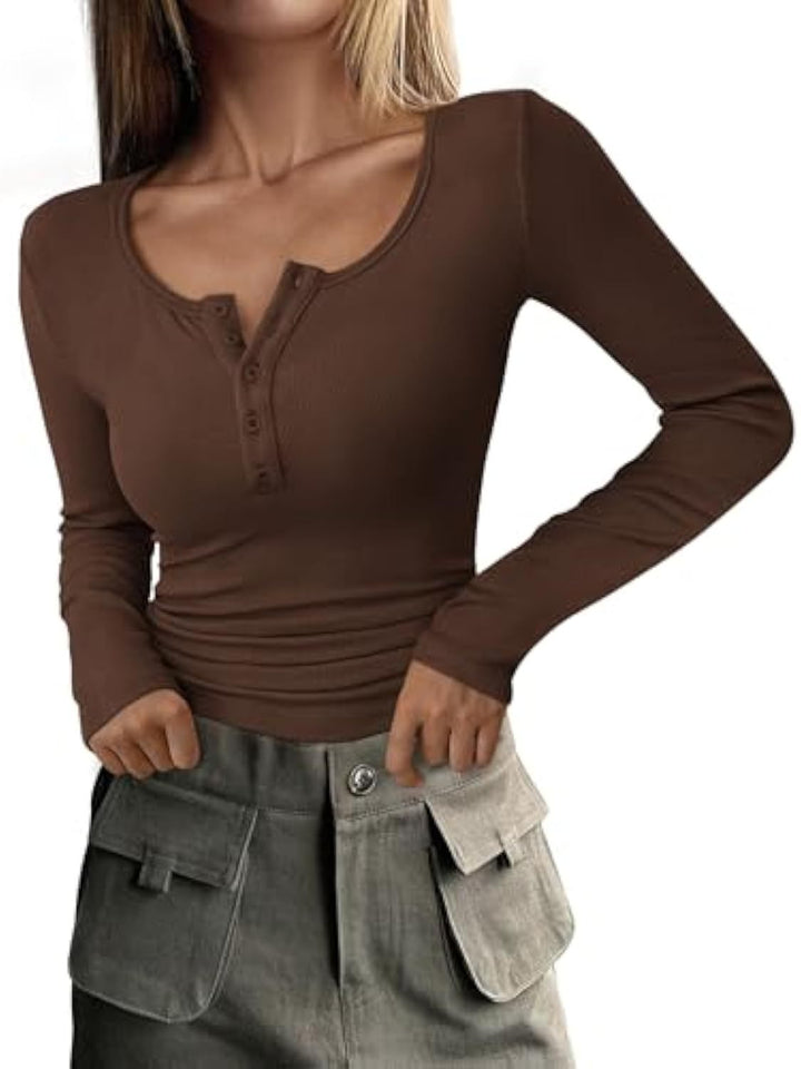 Damen Langarmshirt mit Knopfdetails Echo Archiv