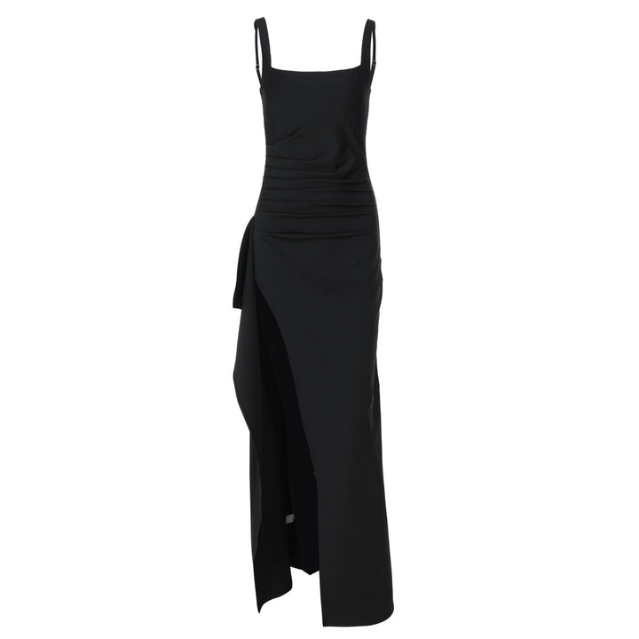 Damen elegantes Maxikleid mit seitlichem Schlitz und Röschendetails Echo Archiv