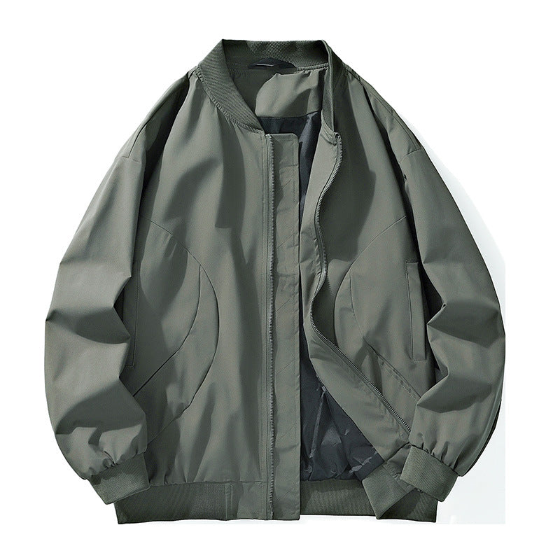 Leichte, oversized Bomberjacke für Herren mit elastischen Rippbündchen und verdecktem Reißverschluss – Brevano