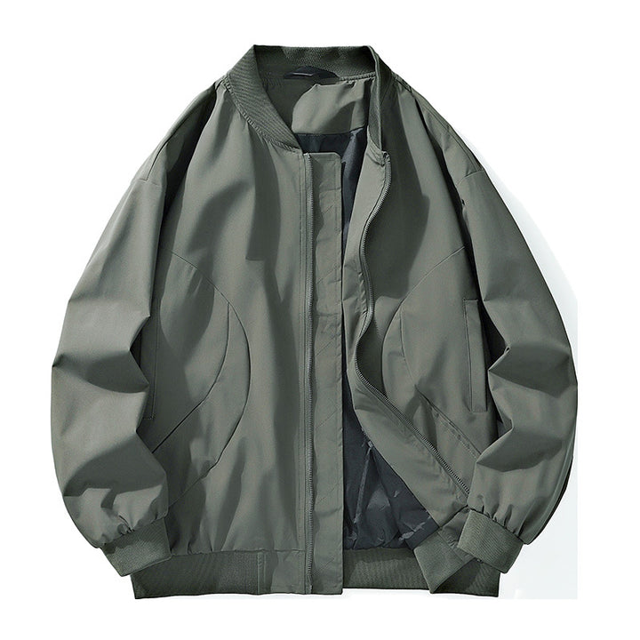 Leichte, oversized Bomberjacke für Herren mit elastischen Rippbündchen und verdecktem Reißverschluss – Brevano