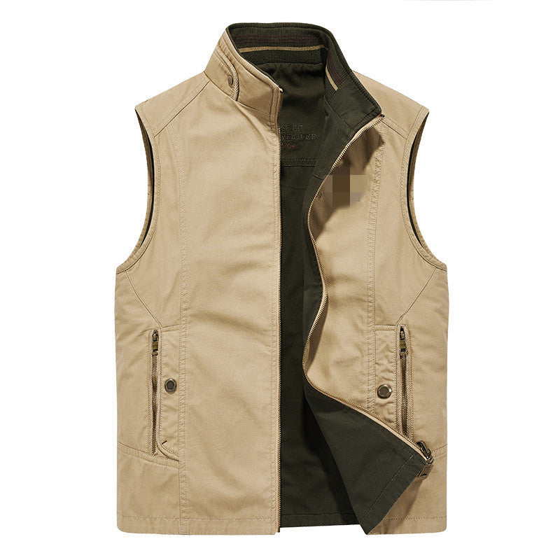 Herren robuste Canvas-Outdoorweste mit Stehkragen, gefüttertem Innenfutter und Reißverschlusstaschen Echo Archiv
