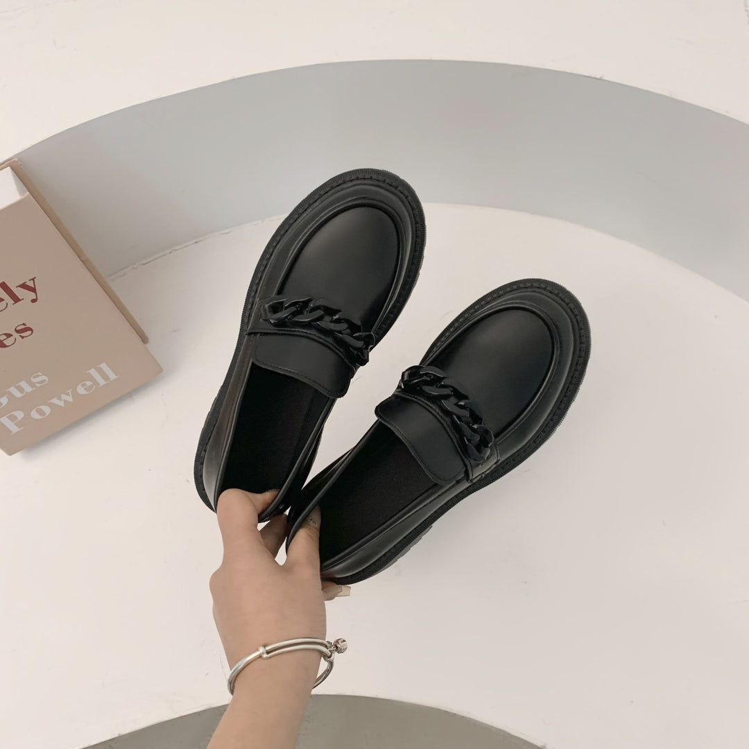 Damen Modische Slip-On-Loafer mit dicker Profilsohle und Kettenapplikation Echoarchiv