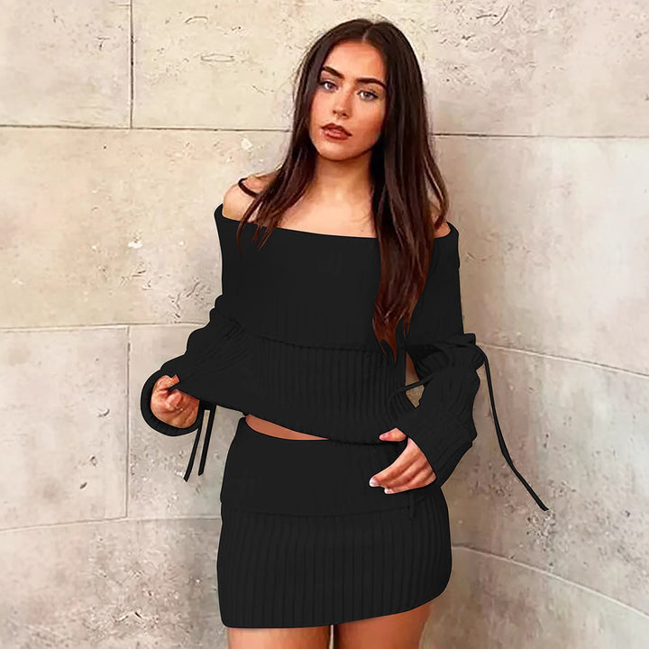 Damen Off-Shoulder Strick-Set mit modischen Details Echo Archiv