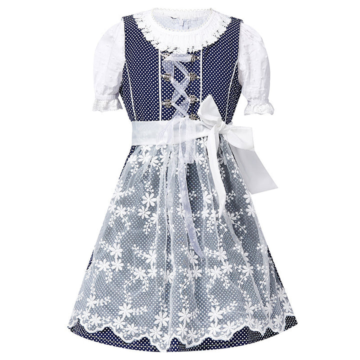 Damen nan traditionelles Dirndlkleid mit Spitzenbluse und bestickter Tüllschürze Echo Archiv