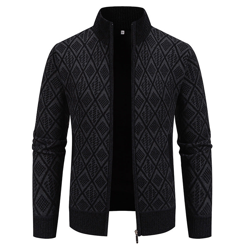 Herren Strickjacke mit strukturiertem Design und hohem Kragen Echoarchiv