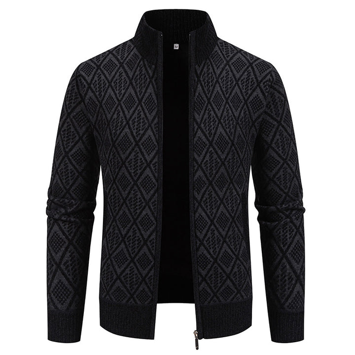 Herren Strickjacke mit strukturiertem Design und hohem Kragen Echoarchiv