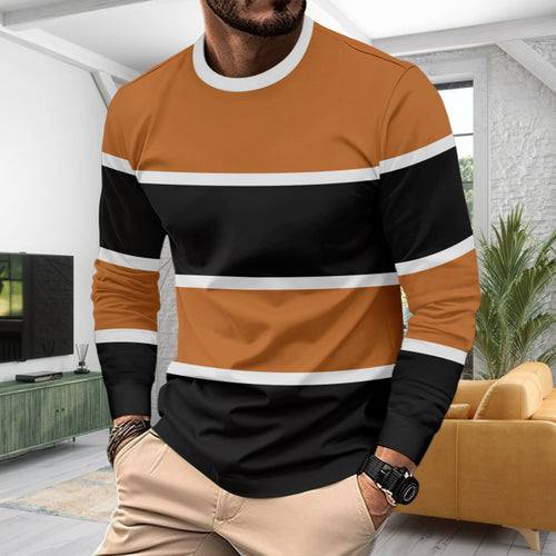 Herren Langarmshirt mit modernem Blockstreifen-Design und Rundhalsausschnitt Echoarchiv