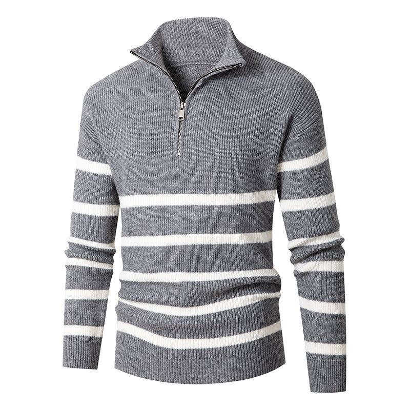 Herren Strickpullover mit Stehkragen und sportlichem Reißverschluss Echoarchiv